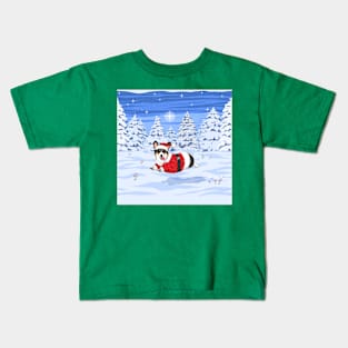 Cute Tricolor Corgi in Santa Christmas Costume Kids T-Shirt